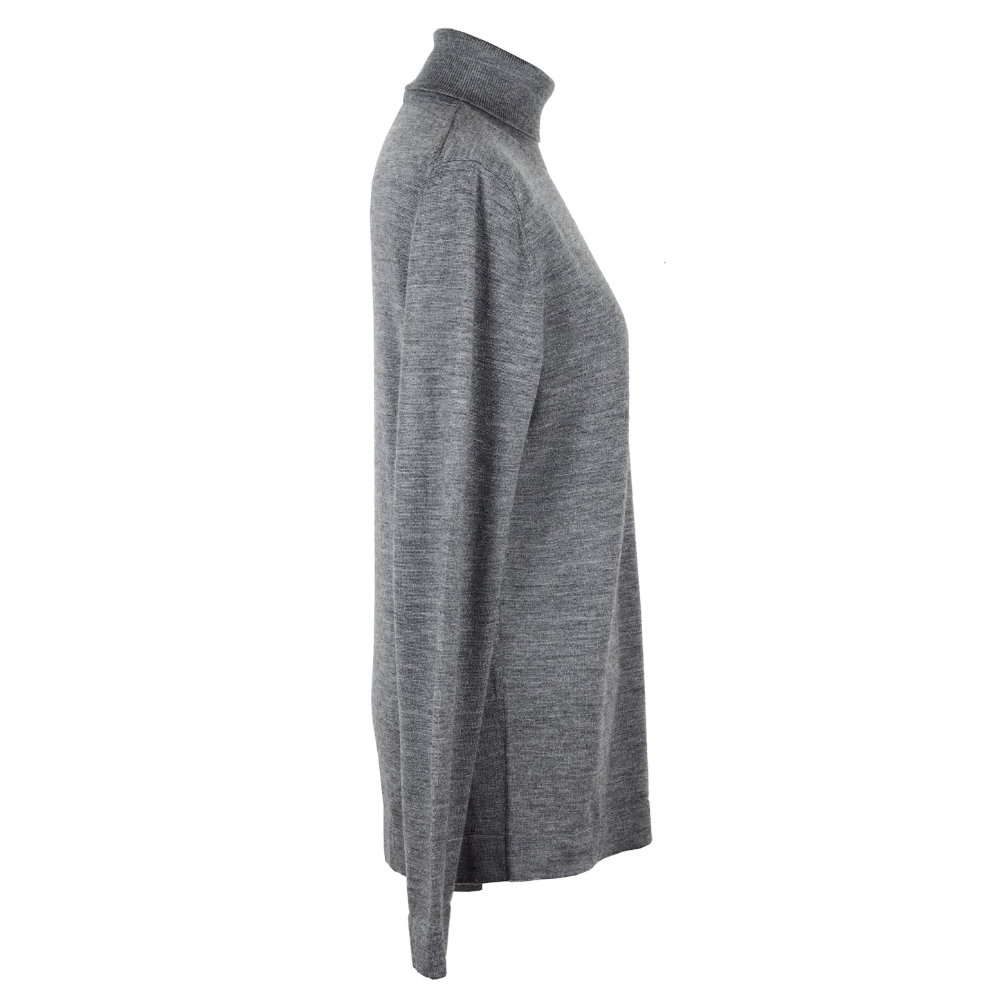 GRAY HIGH NECK MERINO WOOL PULLOVER