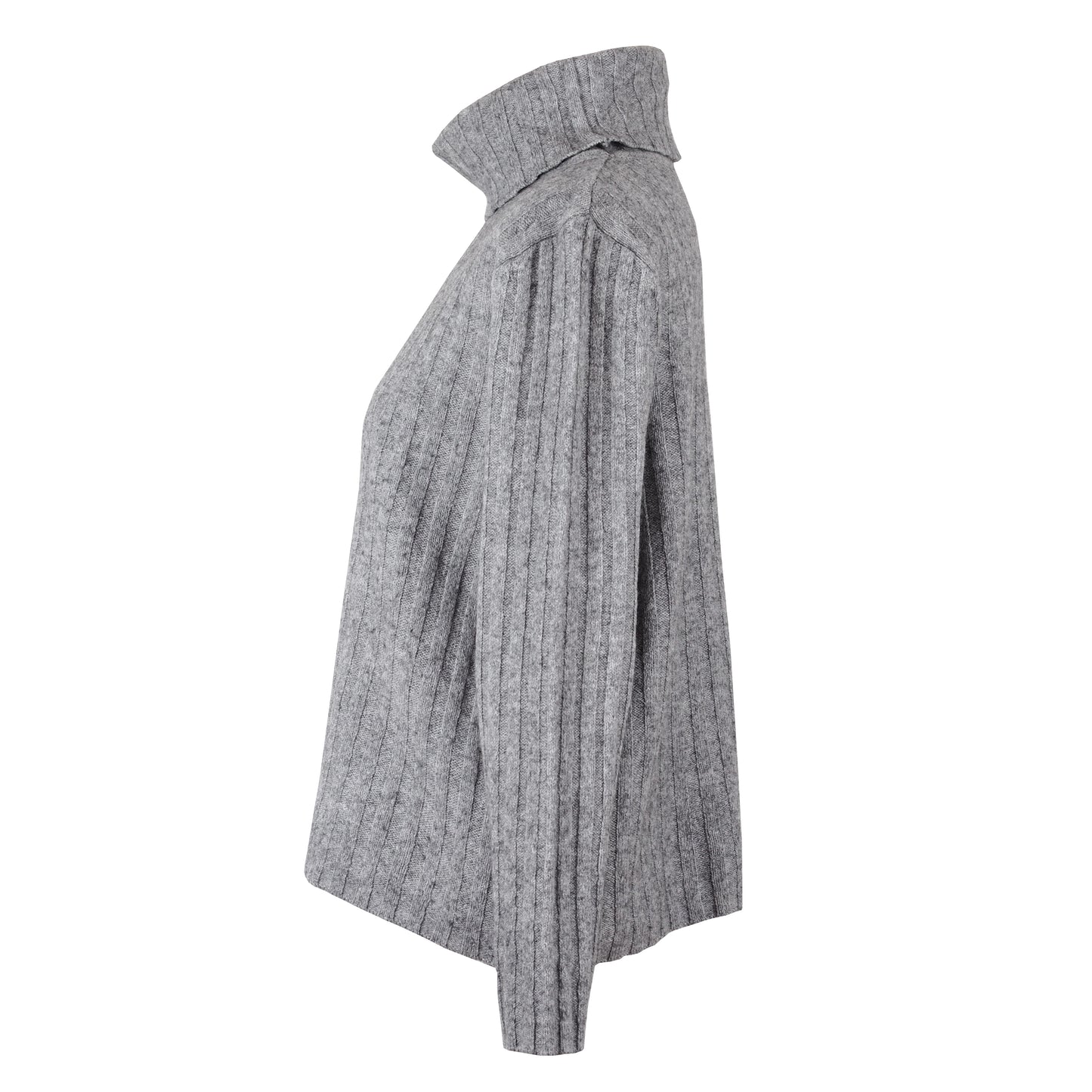 GREY HIGH NECK WOOL PULLOVER