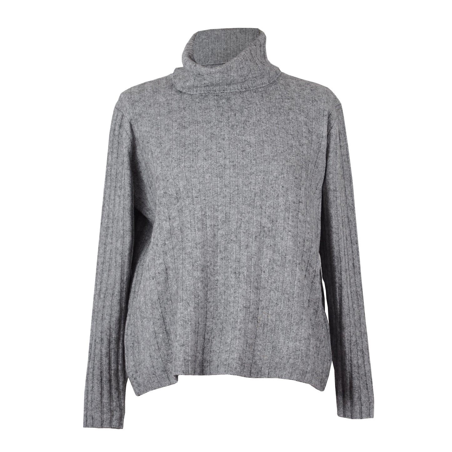 GREY HIGH NECK WOOL PULLOVER