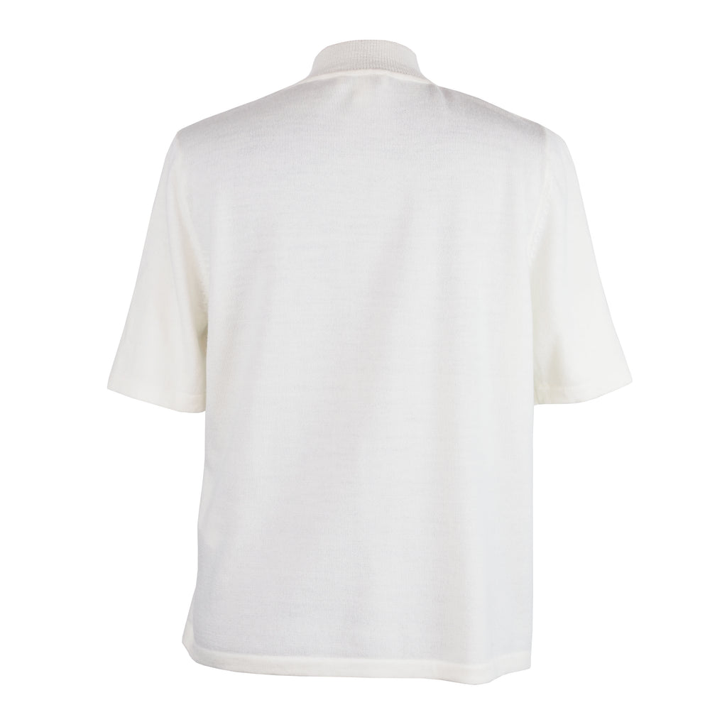 IVORY MOCK NECK WOOL T-SHIRT