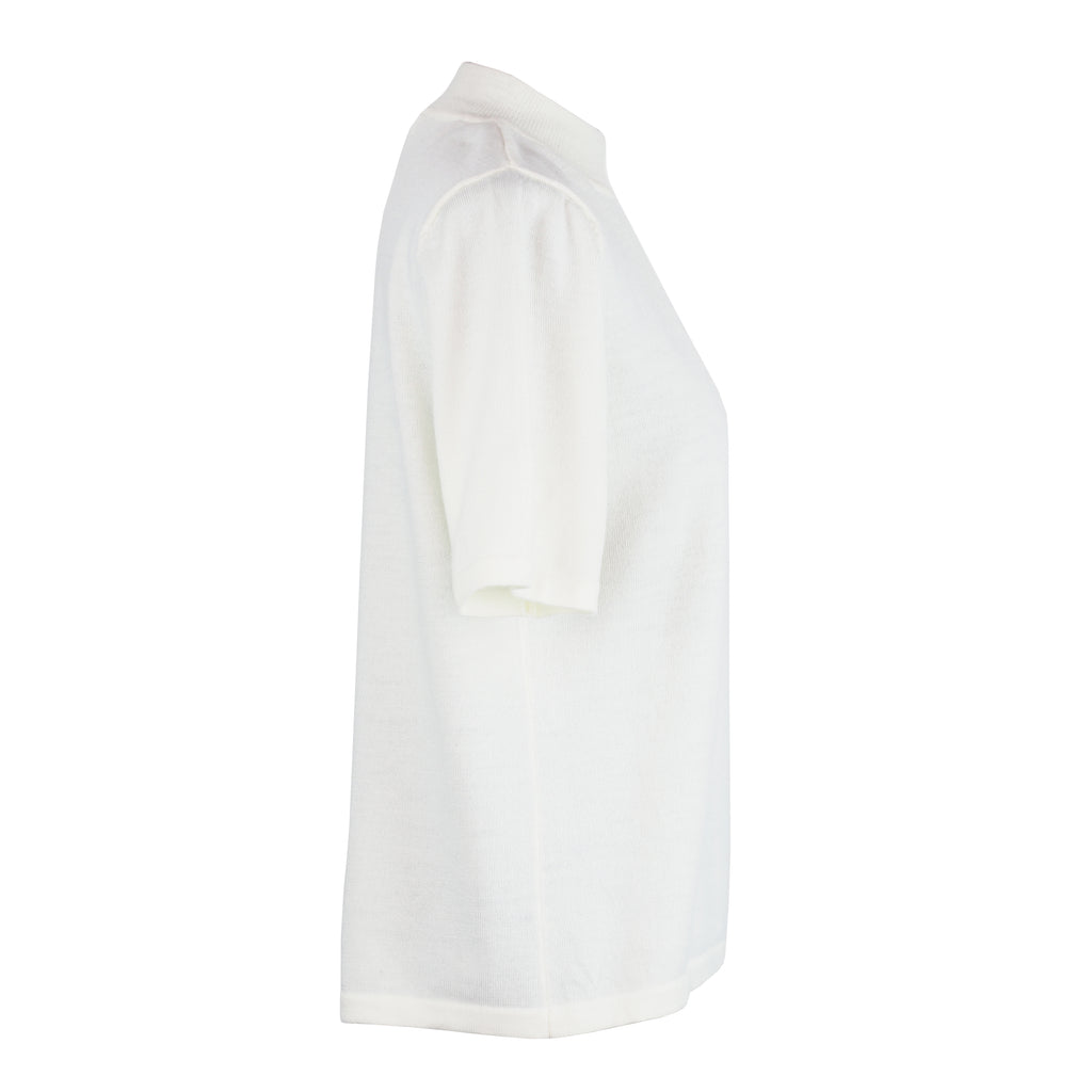 IVORY MOCK NECK WOOL T-SHIRT