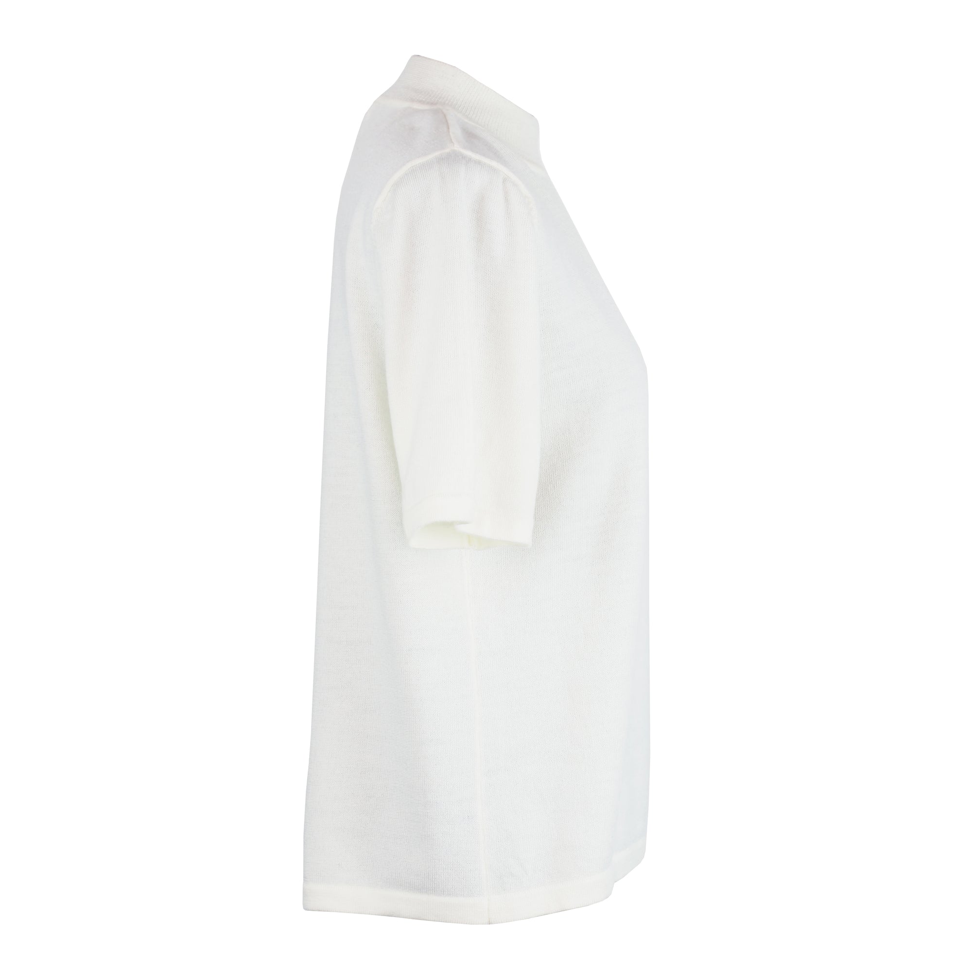 IVORY MOCK NECK WOOL T-SHIRT