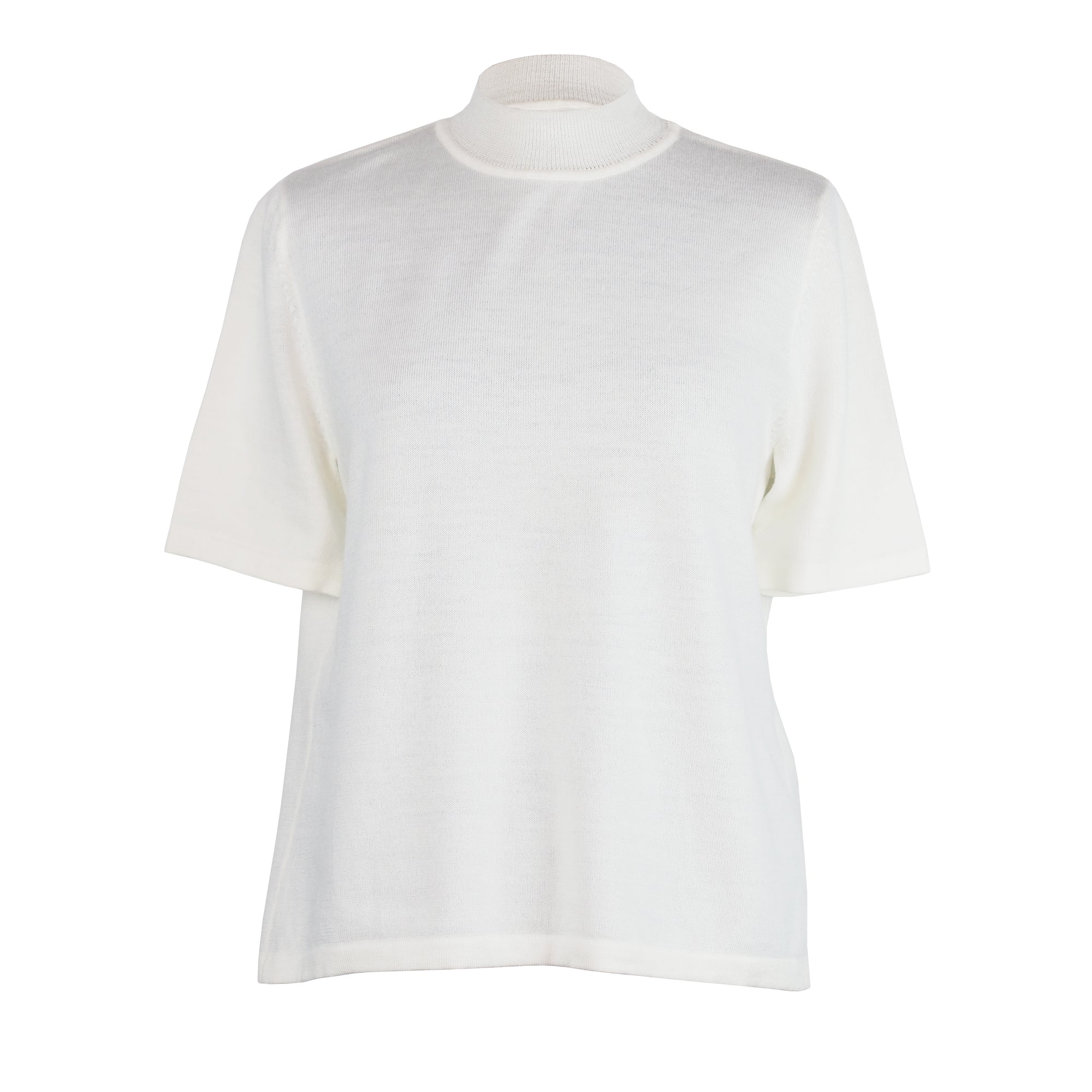 IVORY MOCK NECK WOOL T-SHIRT