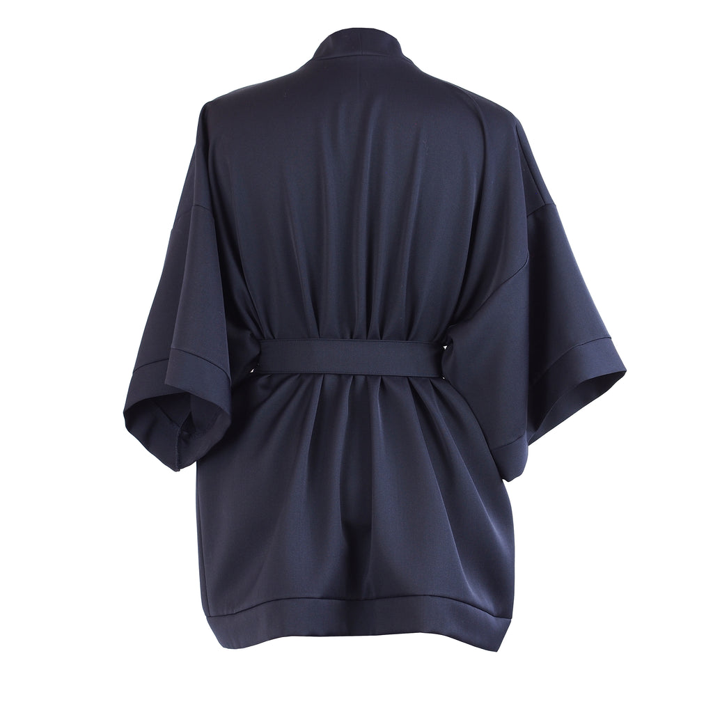 NAVY BLUE WOOL KIMONO
