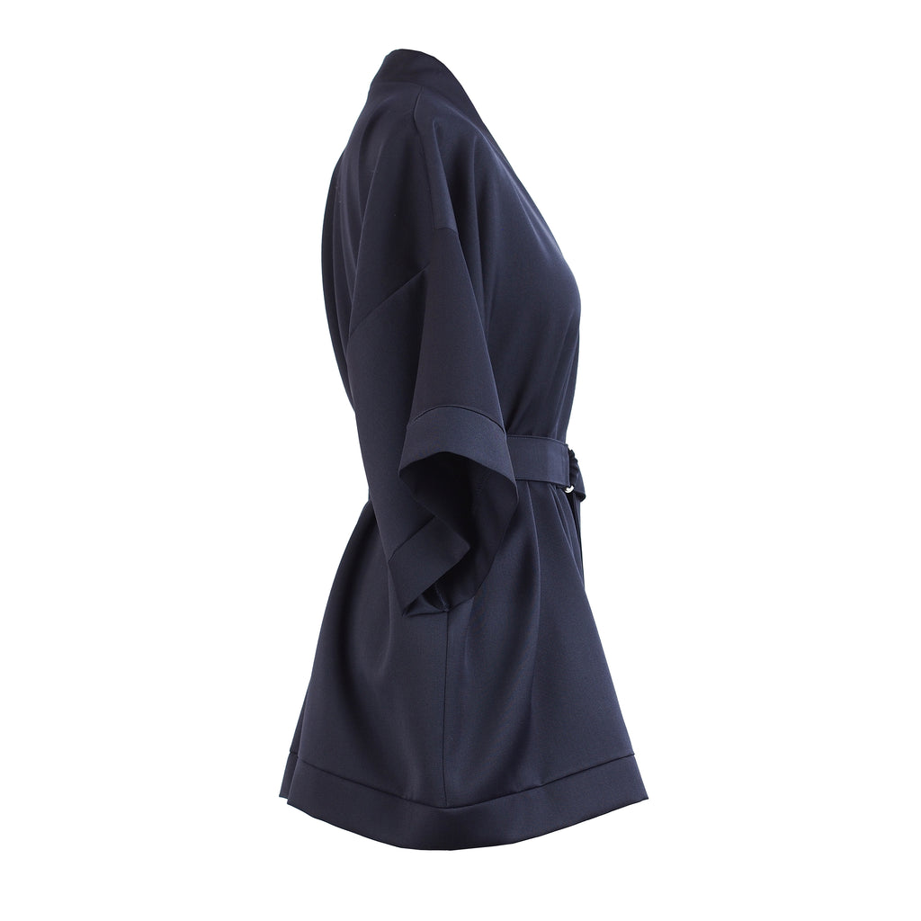 NAVY BLUE WOOL KIMONO