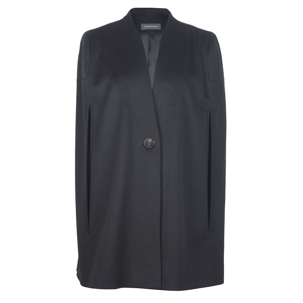 BLACK WOOL CAPE