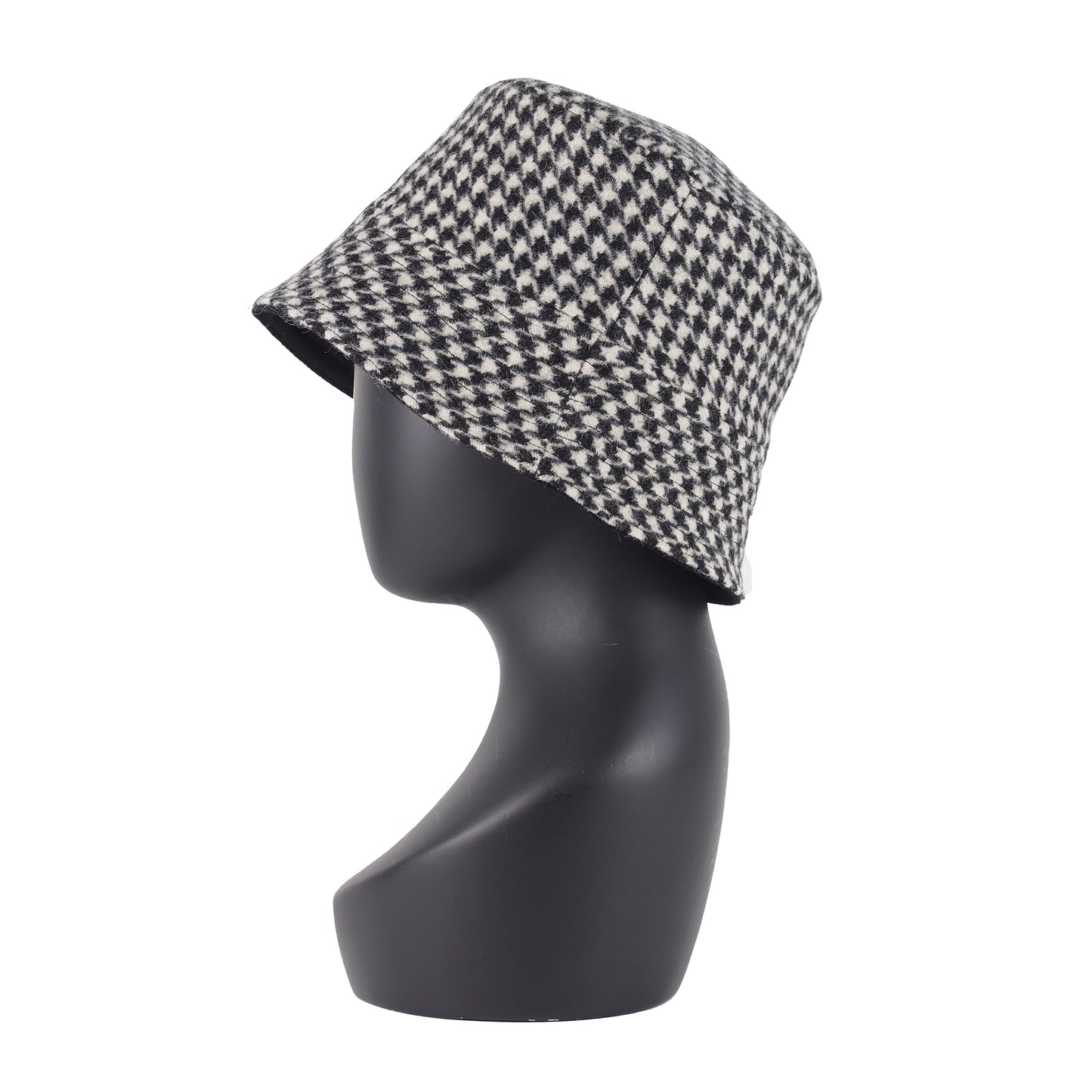 UPCYCLED HOUNDSTOOTH TWEED BUCKET HAT