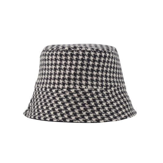 UPCYCLED HOUNDSTOOTH TWEED BUCKET HAT