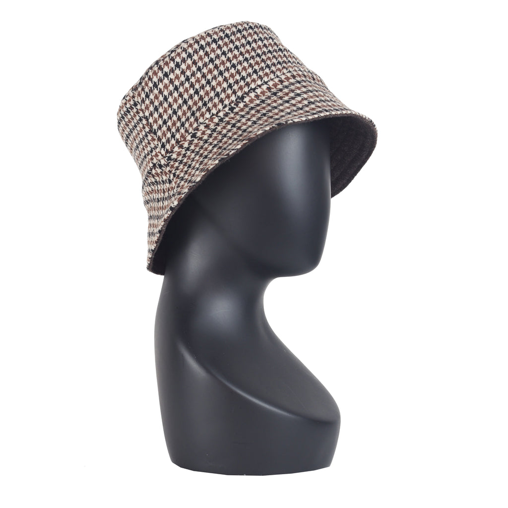 UPCYCLED HOUNDSTOOTH BUCKET HAT