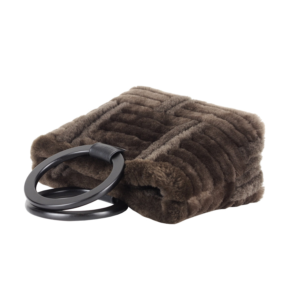 SHEARLING HANDBAG WITH ROUND HANDLES