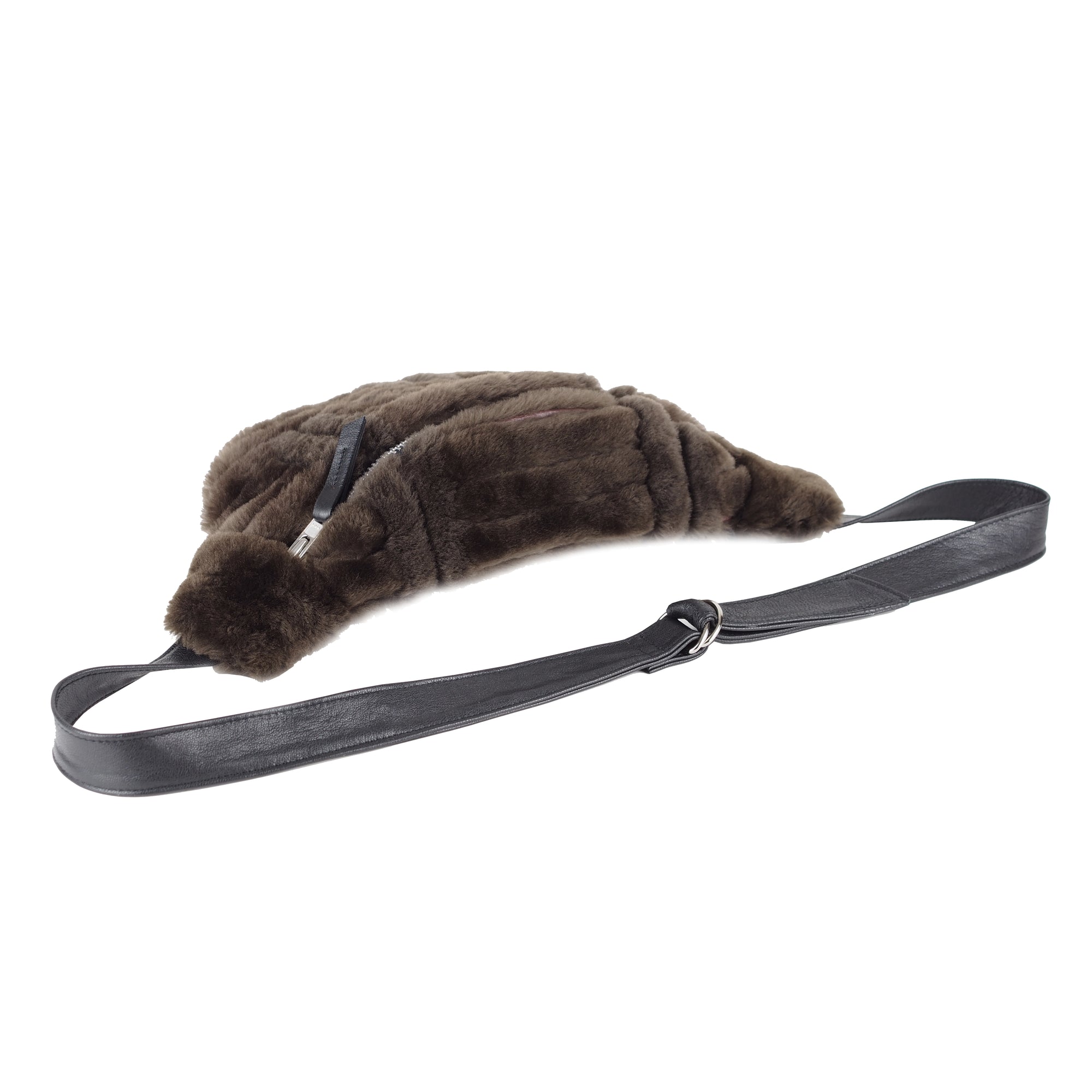 CHOCOLATE BROWN SHEARLING BUM BAG