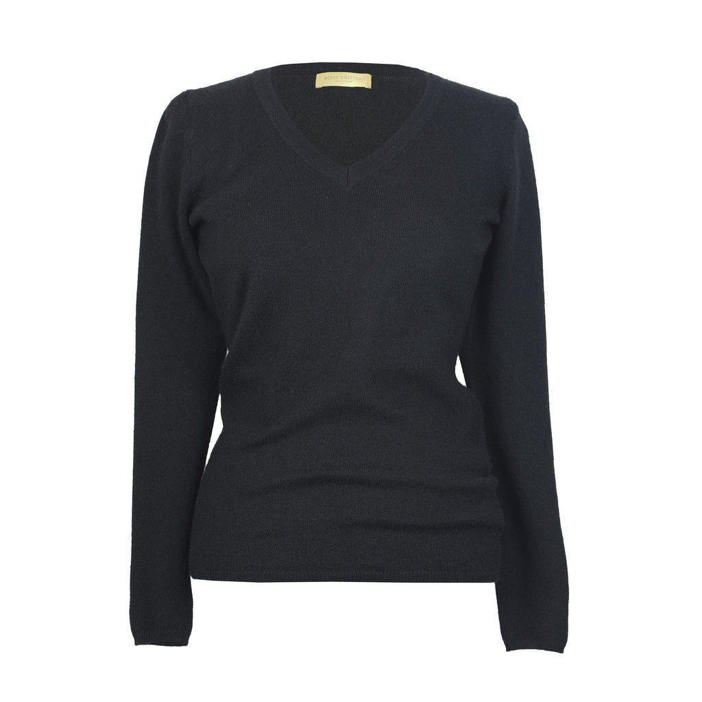 BLACK V-NECK CASHMERE SWEATER