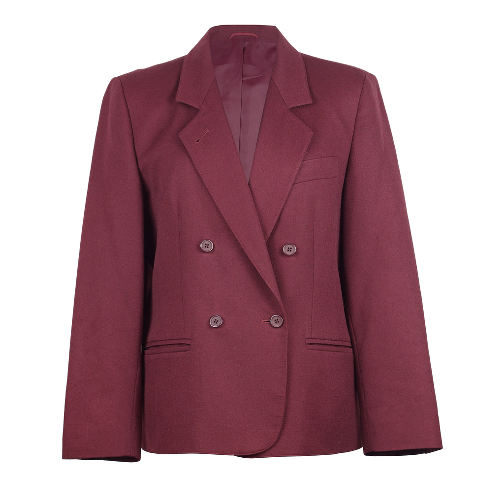 DOUBLE BREASTED BURGUNDY WOOL BLAZER