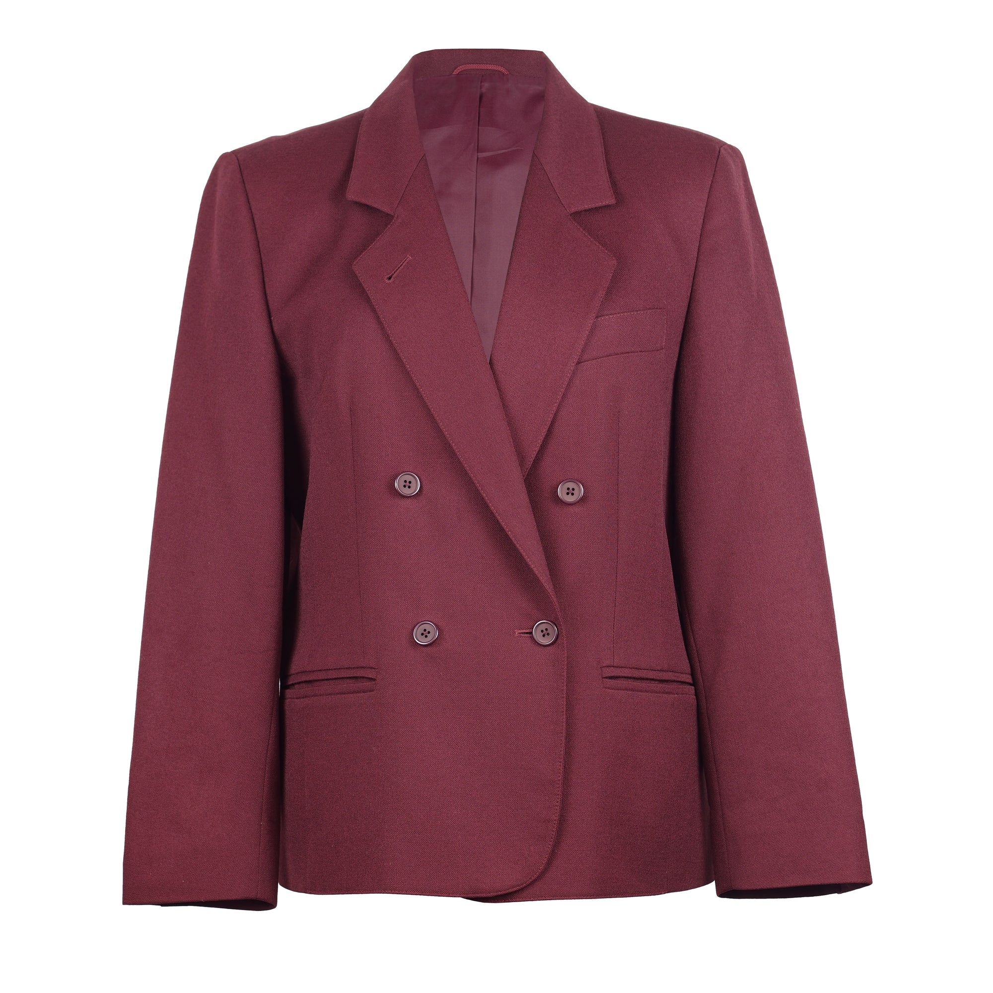 DOUBLE BREASTED BURGUNDY WOOL BLAZER
