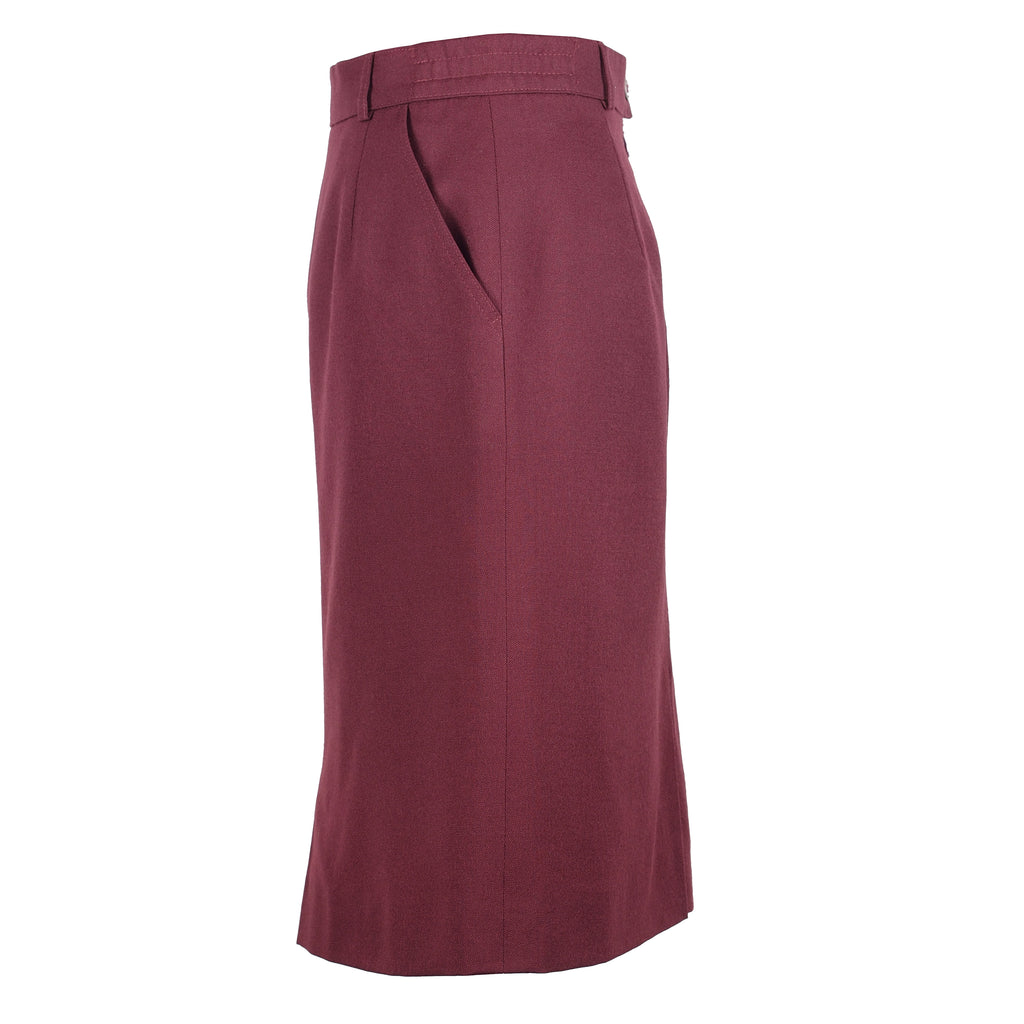 BURGUNDY RIBBED MIDI SKIRT