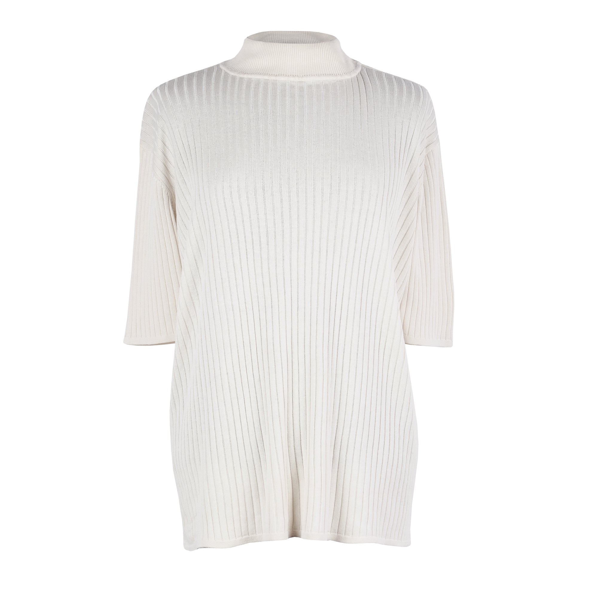 MOCK NECK SILK T-SHIRT
