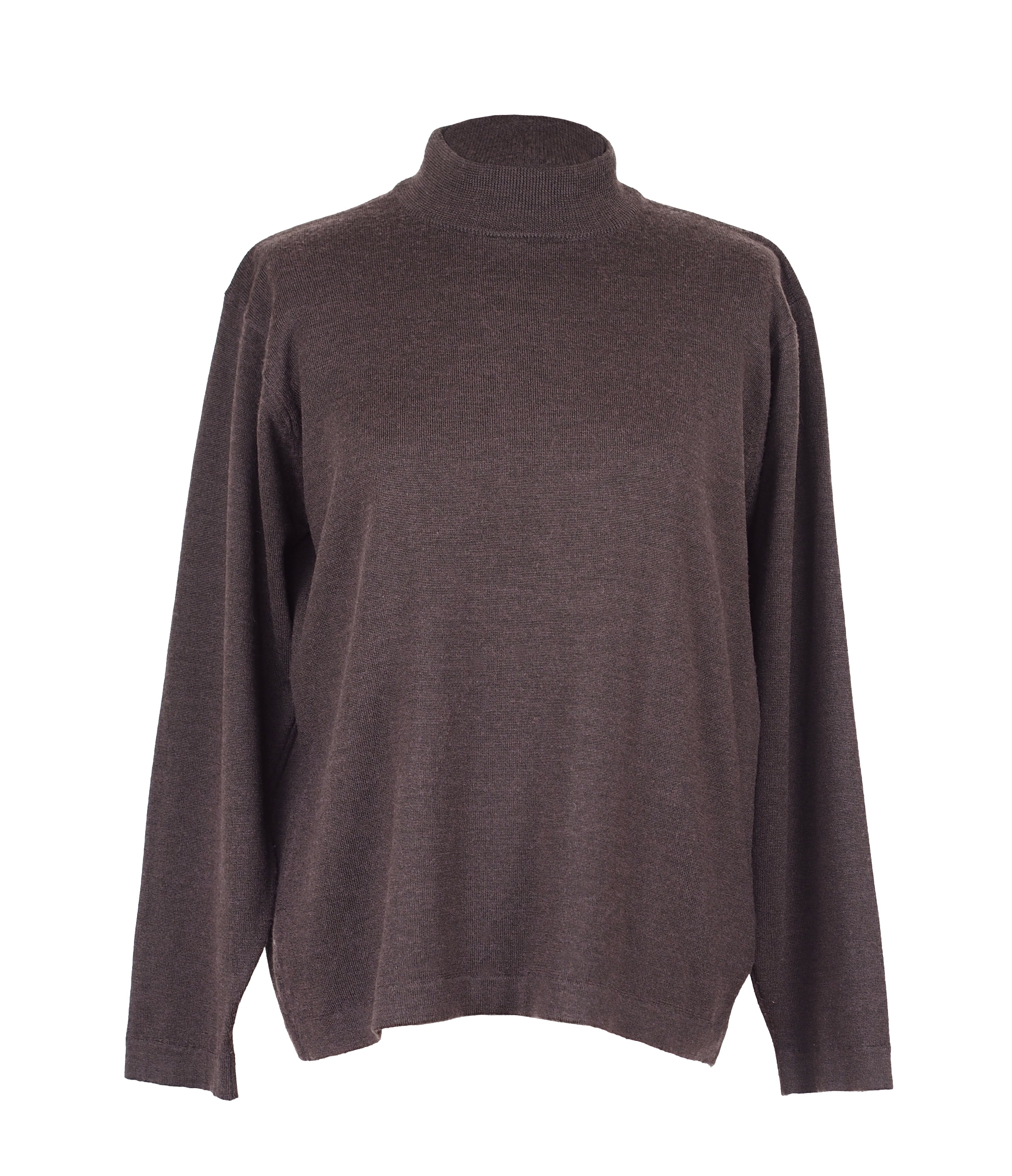CHOCOLATE BROWN HIGH NECK WOOL SWEATER CHRISTINA FISCHER