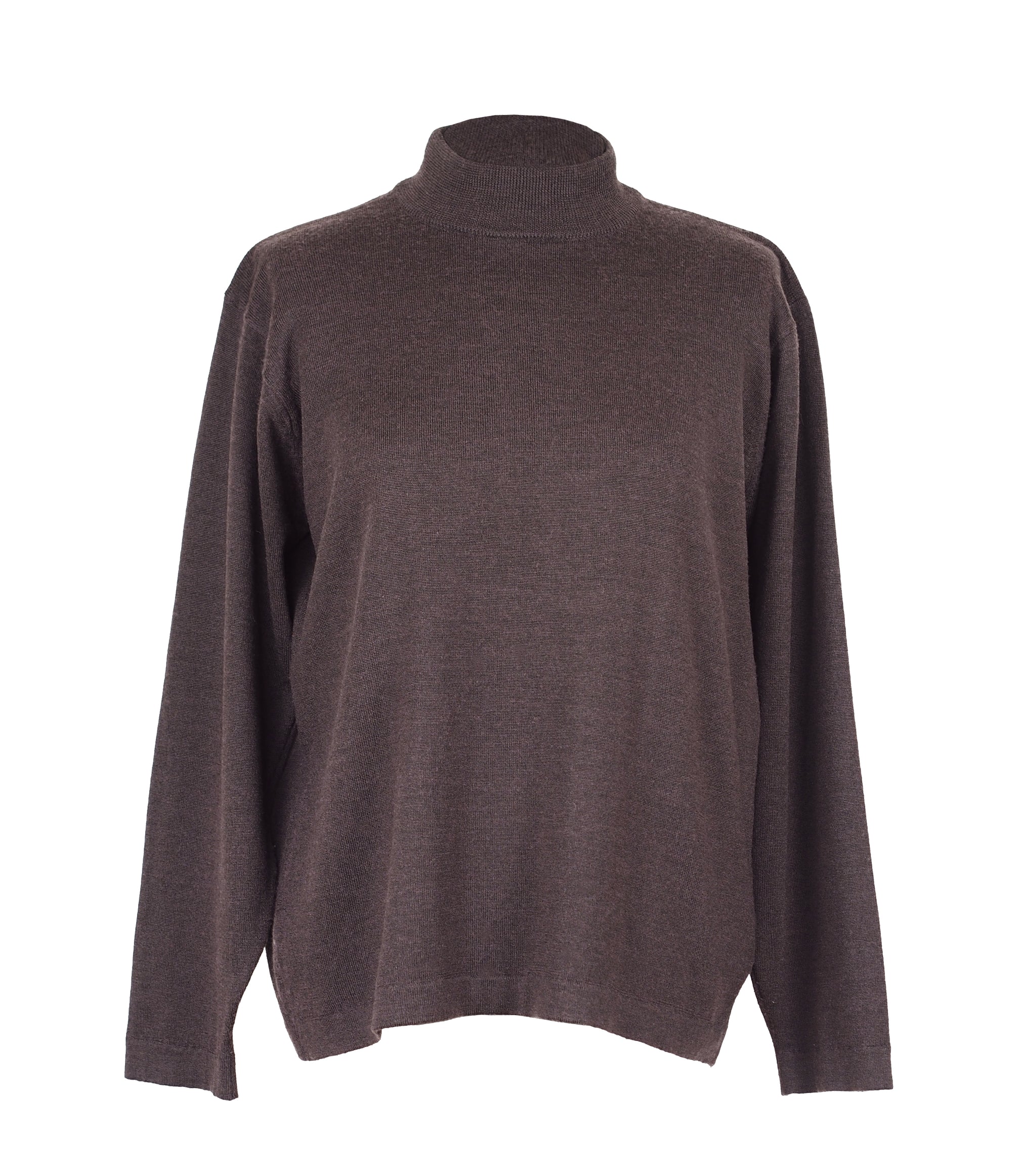 CHOCOLATE BROWN HIGH NECK WOOL SWEATER