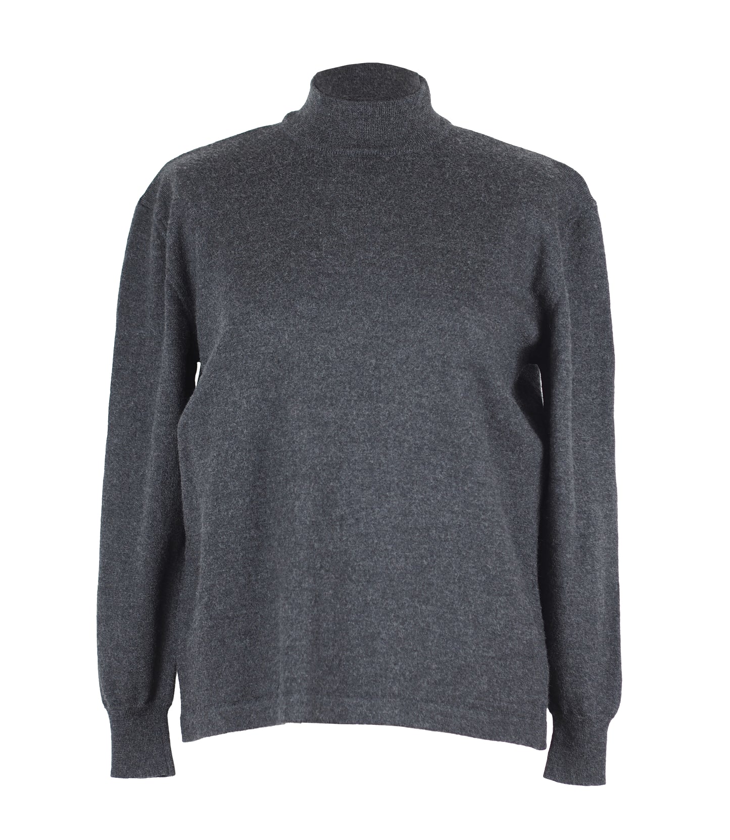 GREY PURE WOOL HIGH NECK SWEATER