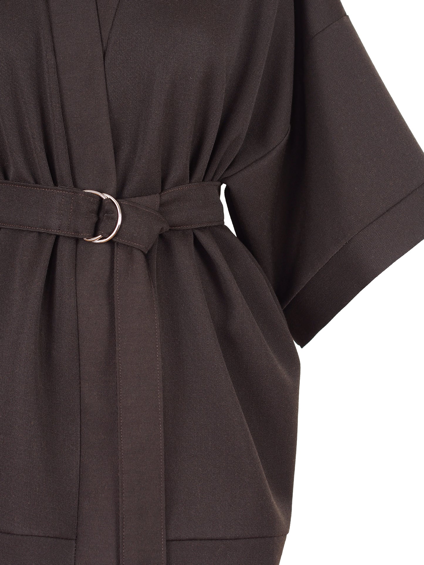 CHOCOLATE BROWN TEXTURED WOOL KIMONO