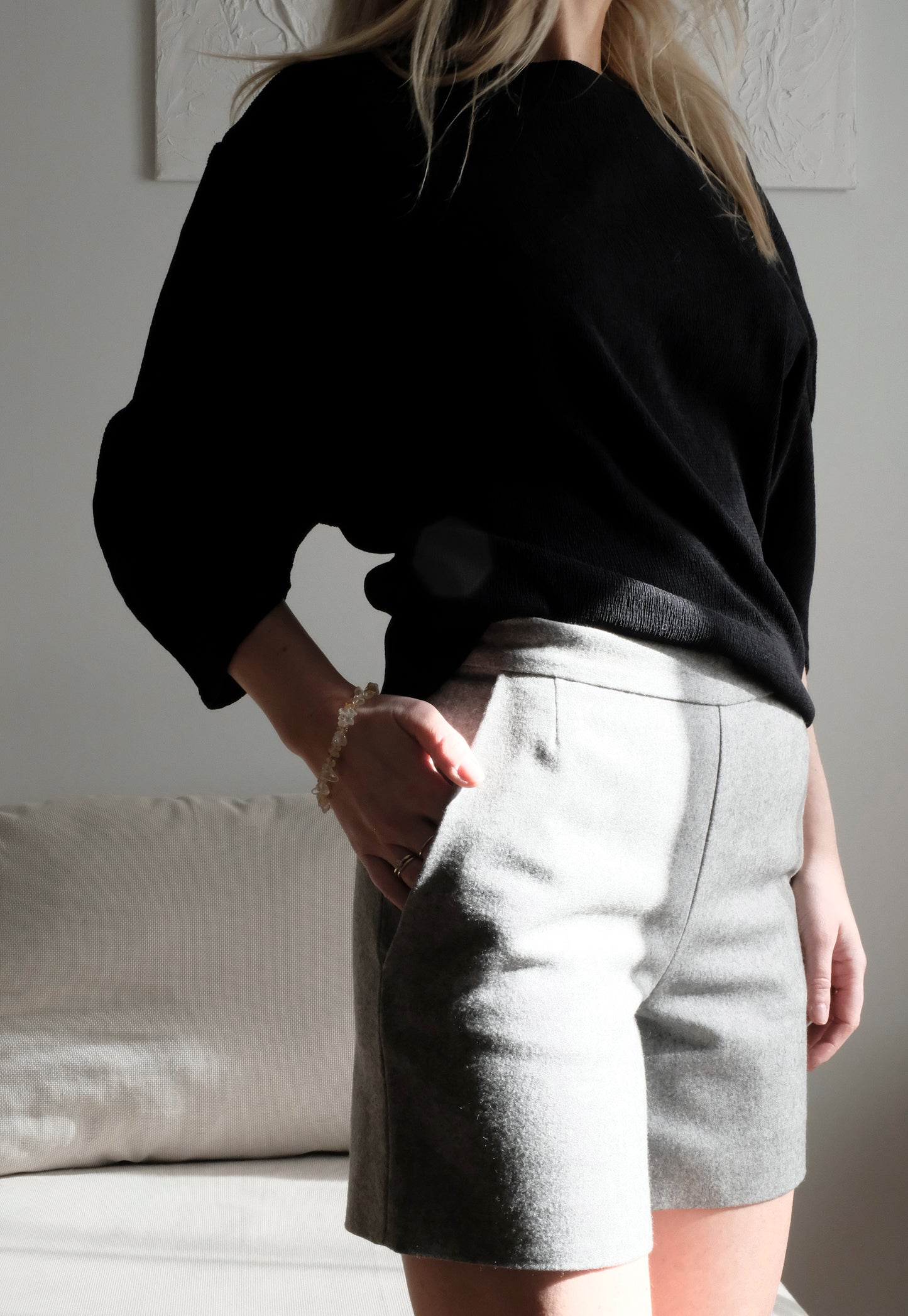 HIGH WAIST WOOL SHORTS