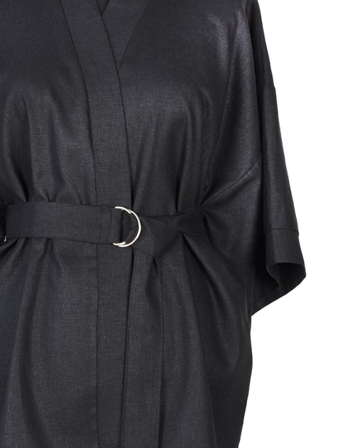 BLACK LINEN KIMONO - CHRISTINA FISCHER