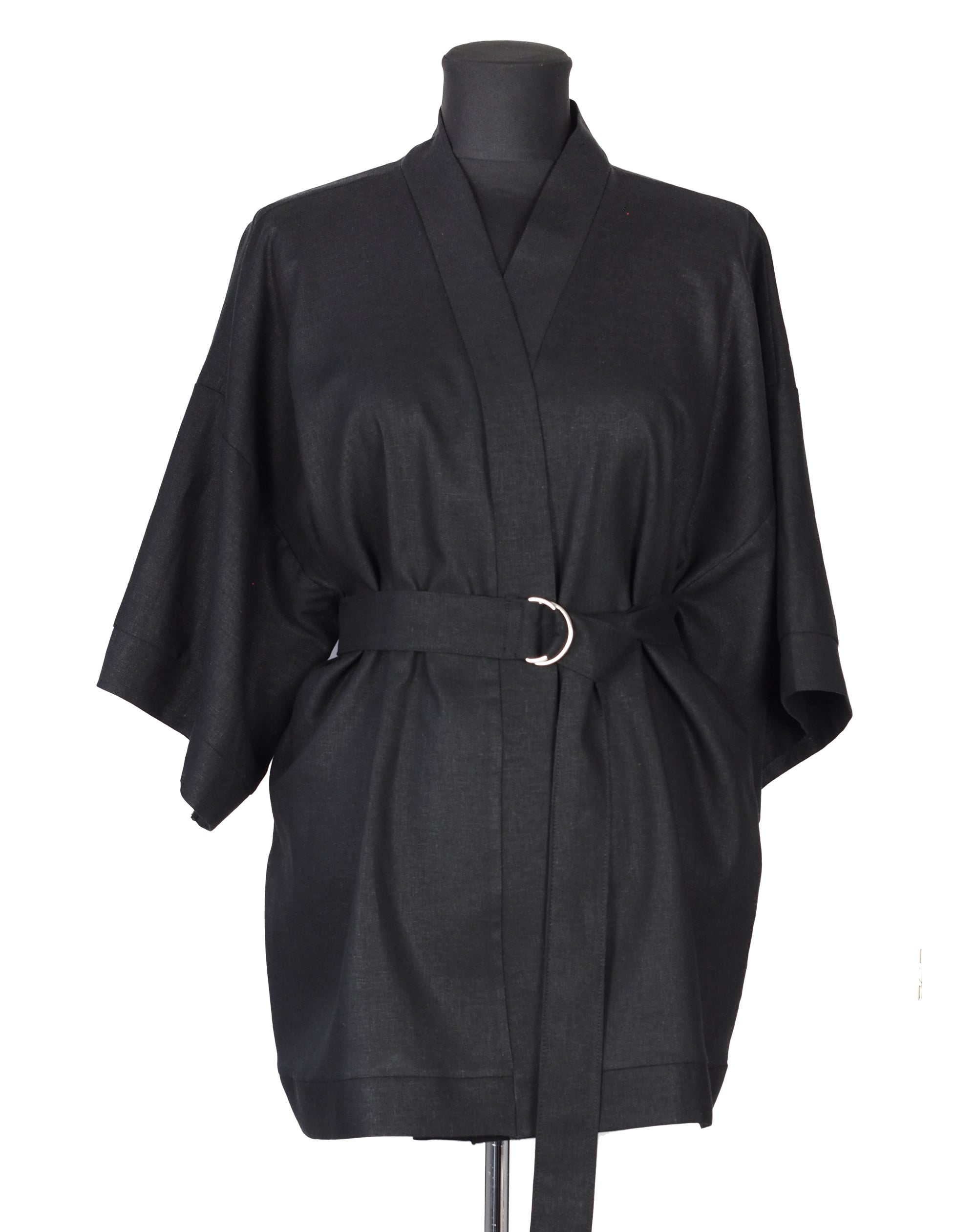 BLACK LINEN KIMONO - CHRISTINA FISCHER