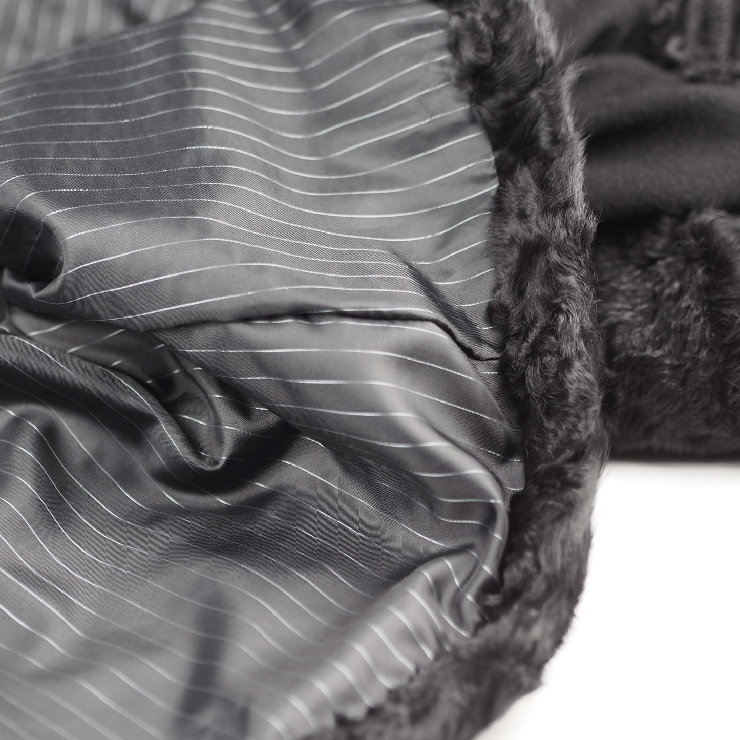ONE OF A KIND BLACK WOOL / FUR JACKET - CHRISTINA FISCHER