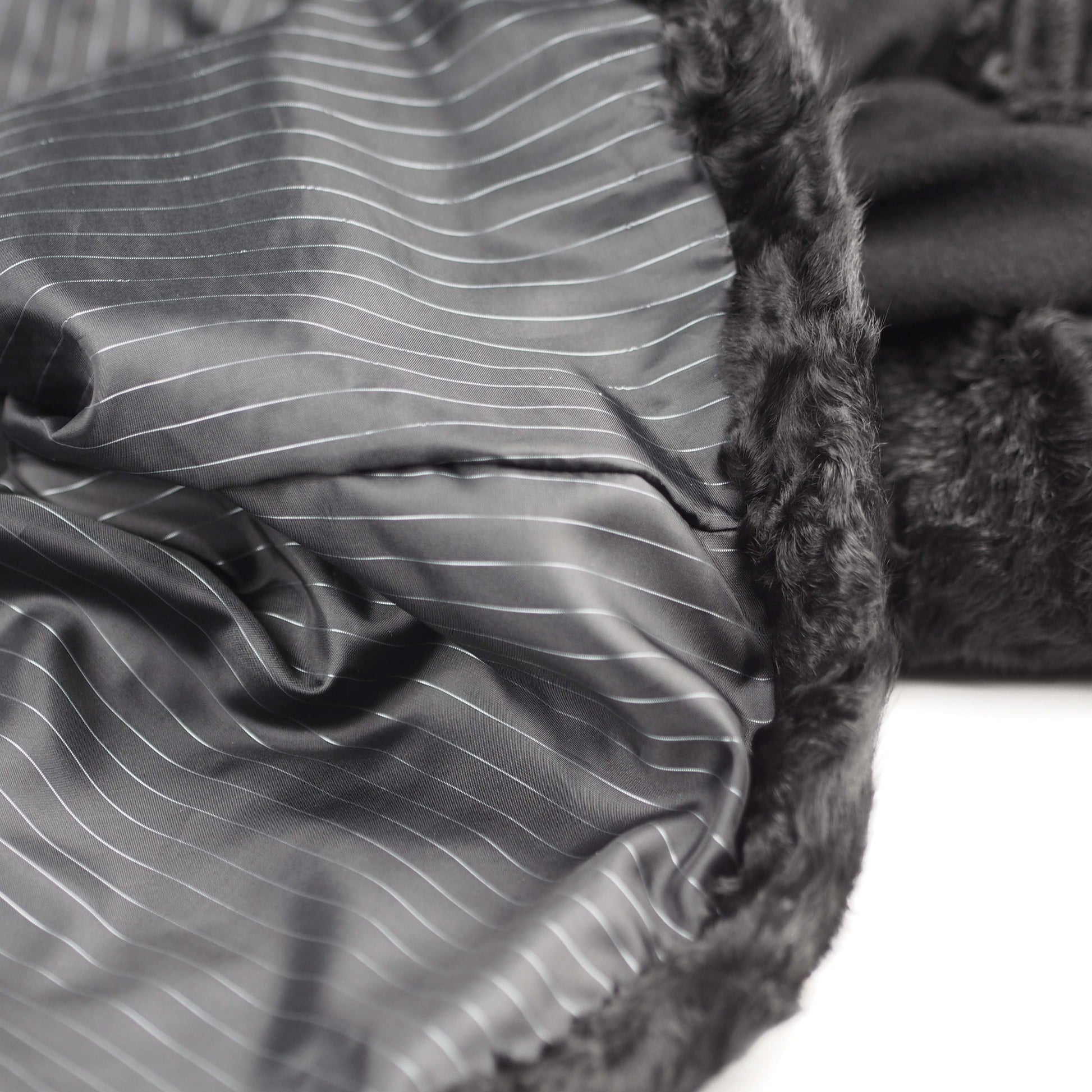 ONE OF A KIND BLACK WOOL / FUR JACKET - CHRISTINA FISCHER