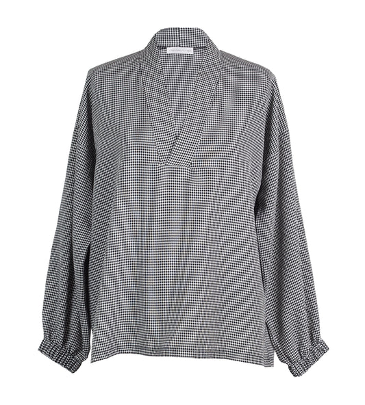 MINI PLAID V-NECK BLOUSE