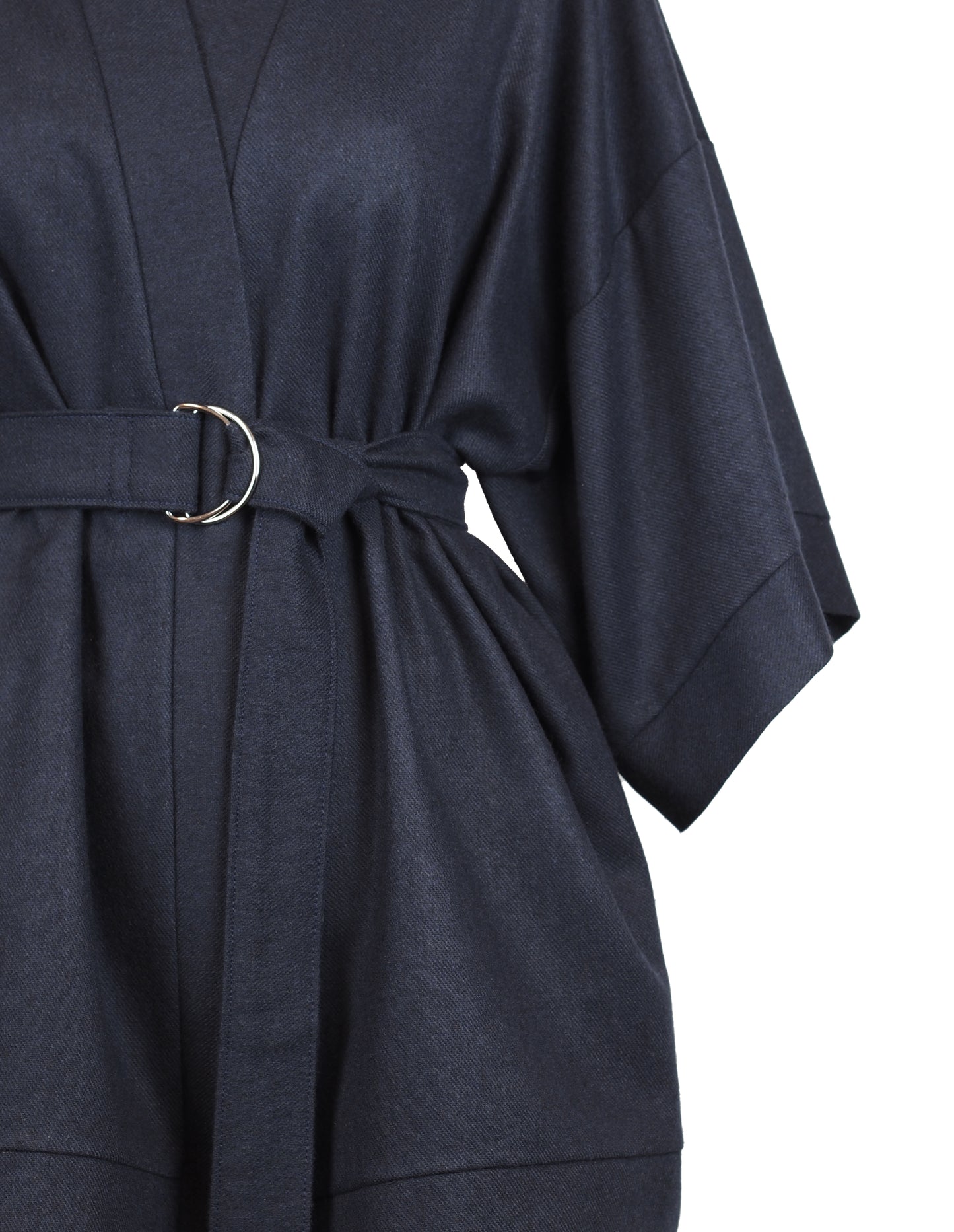 NAVY BLUE TEXTURED WOOL KIMONO