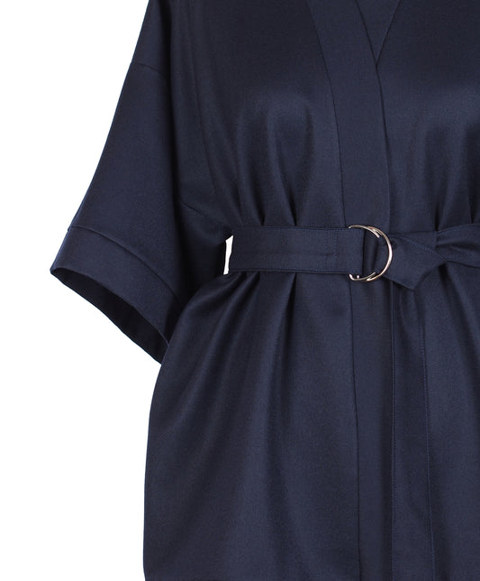 NAVY BLUE WOOL KIMONO