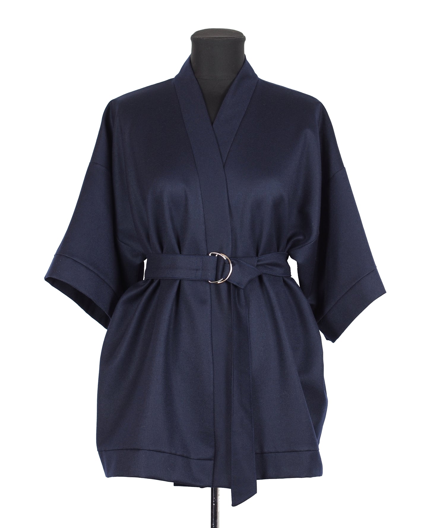 NAVY BLUE WOOL KIMONO