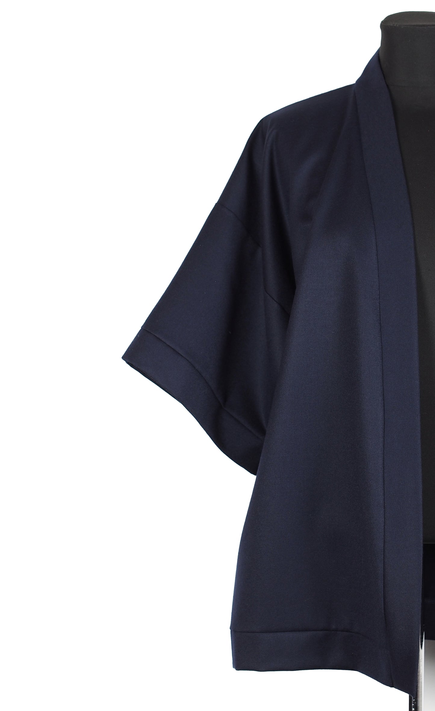NAVY BLUE WOOL KIMONO