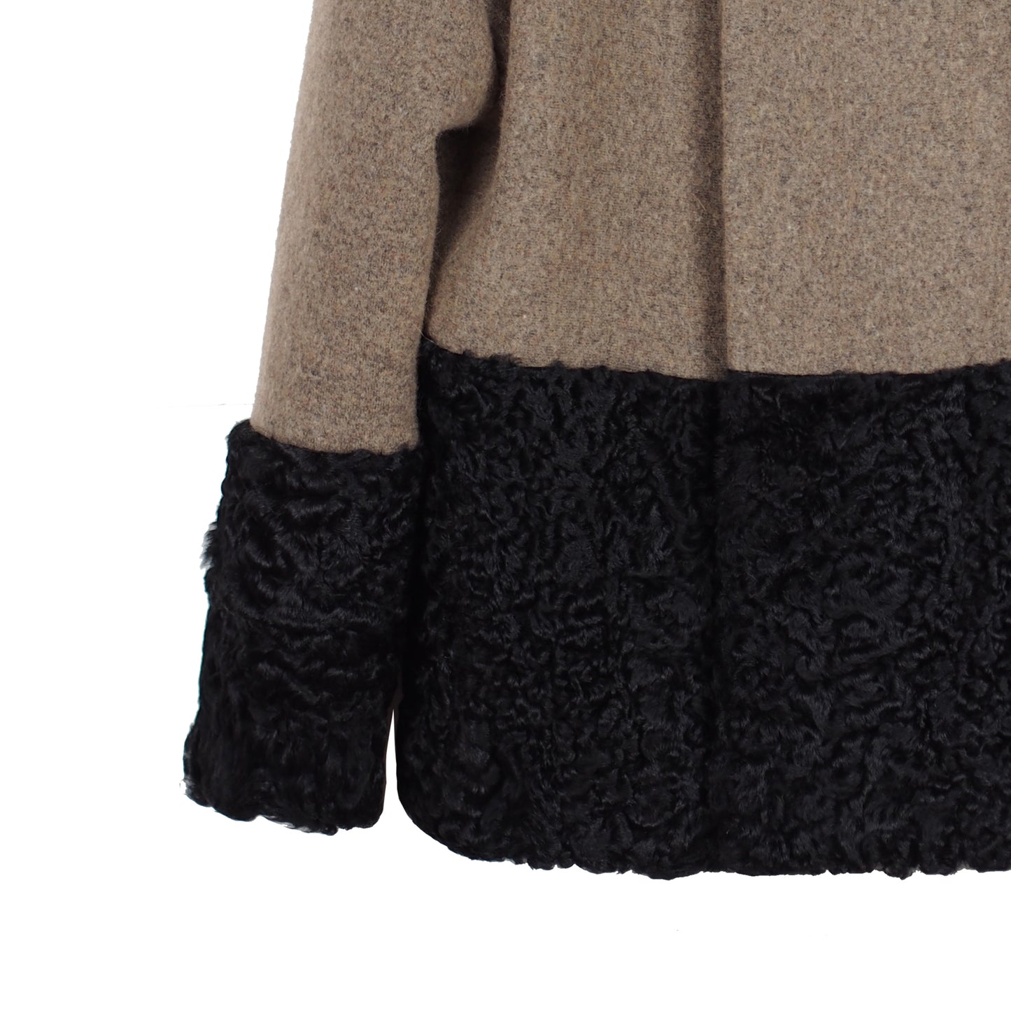 ONE OF A KIND BEIGE WOOL / FUR JACKET - CHRISTINA FISCHER