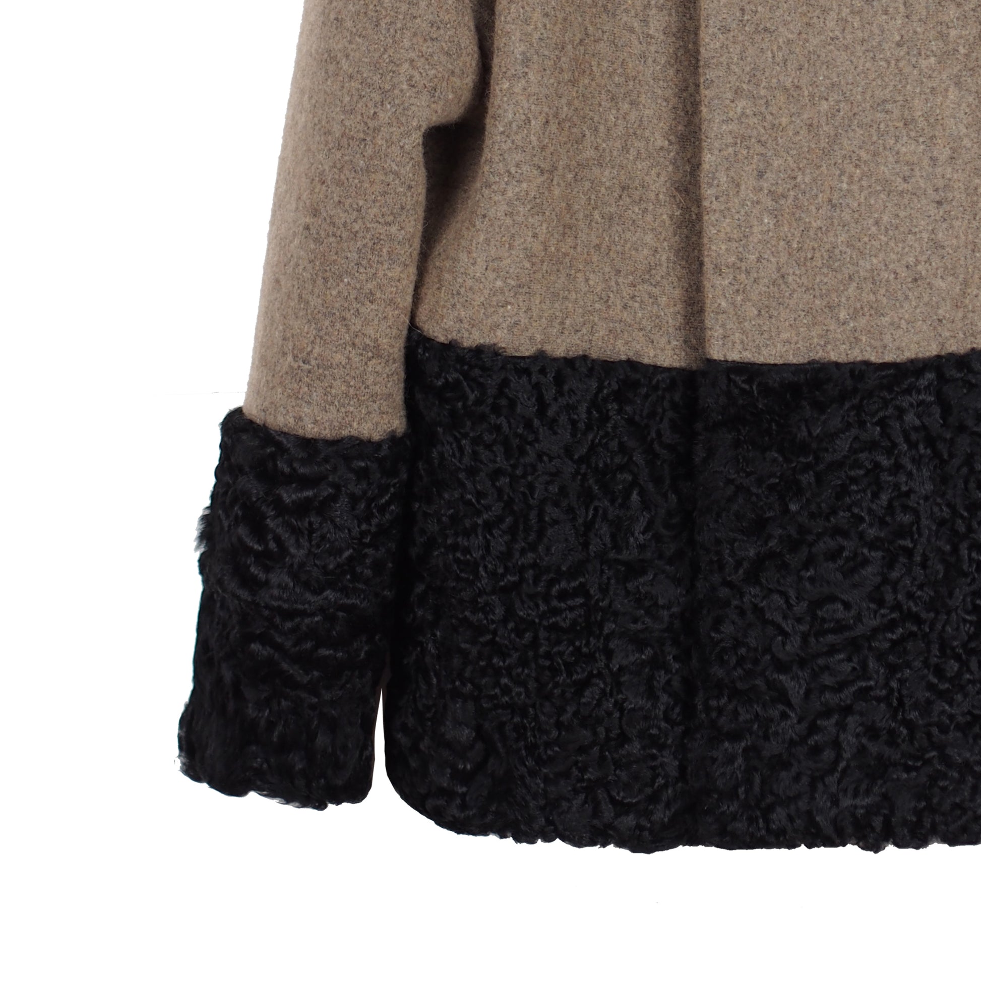ONE OF A KIND BEIGE WOOL / FUR JACKET - CHRISTINA FISCHER