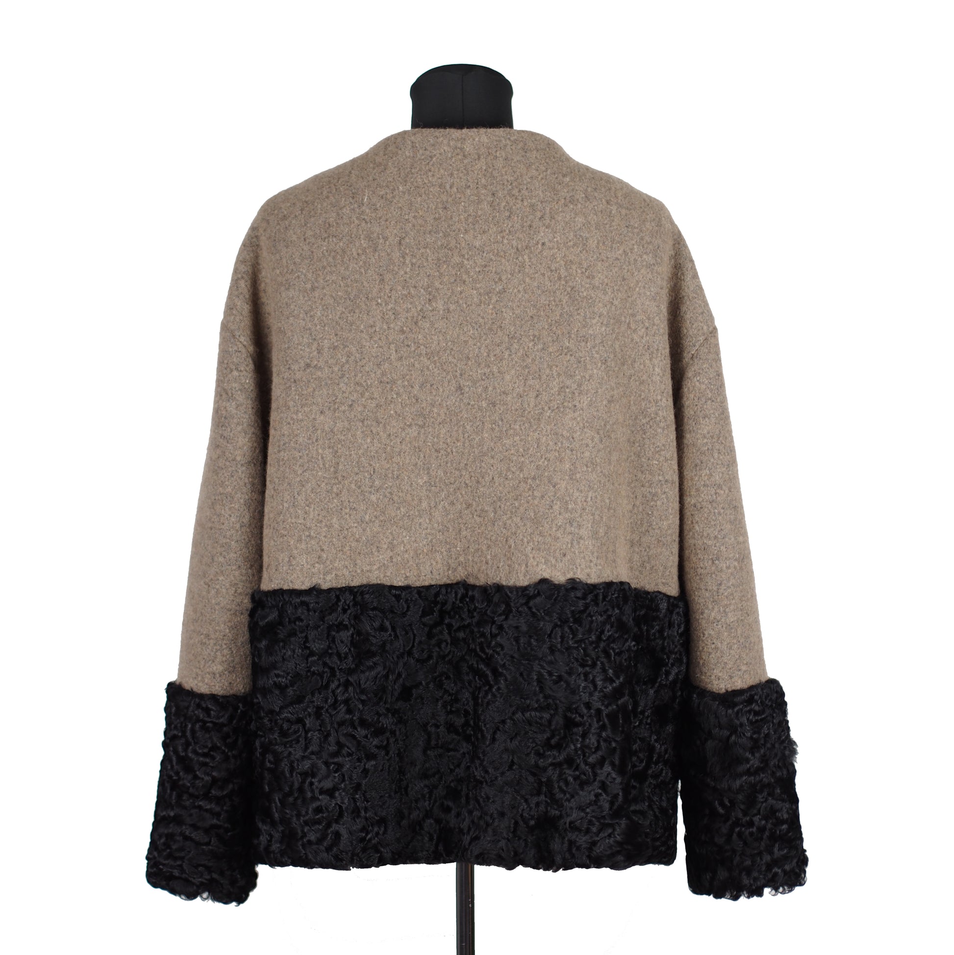 ONE OF A KIND BEIGE WOOL / FUR JACKET - CHRISTINA FISCHER