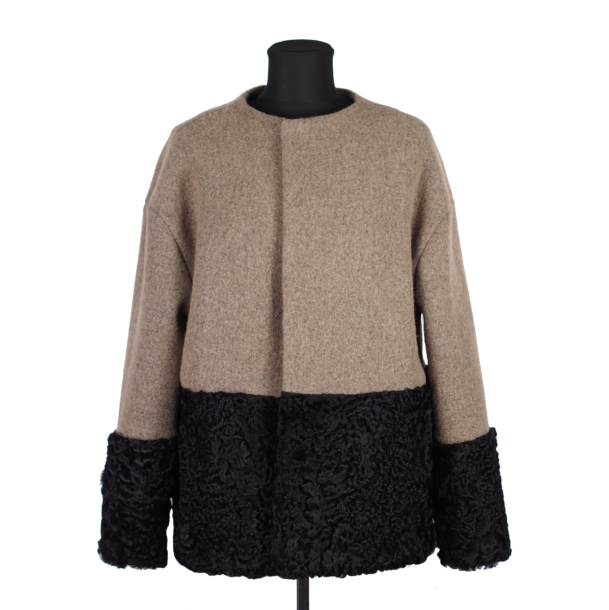 ONE OF A KIND BEIGE WOOL / FUR JACKET - CHRISTINA FISCHER