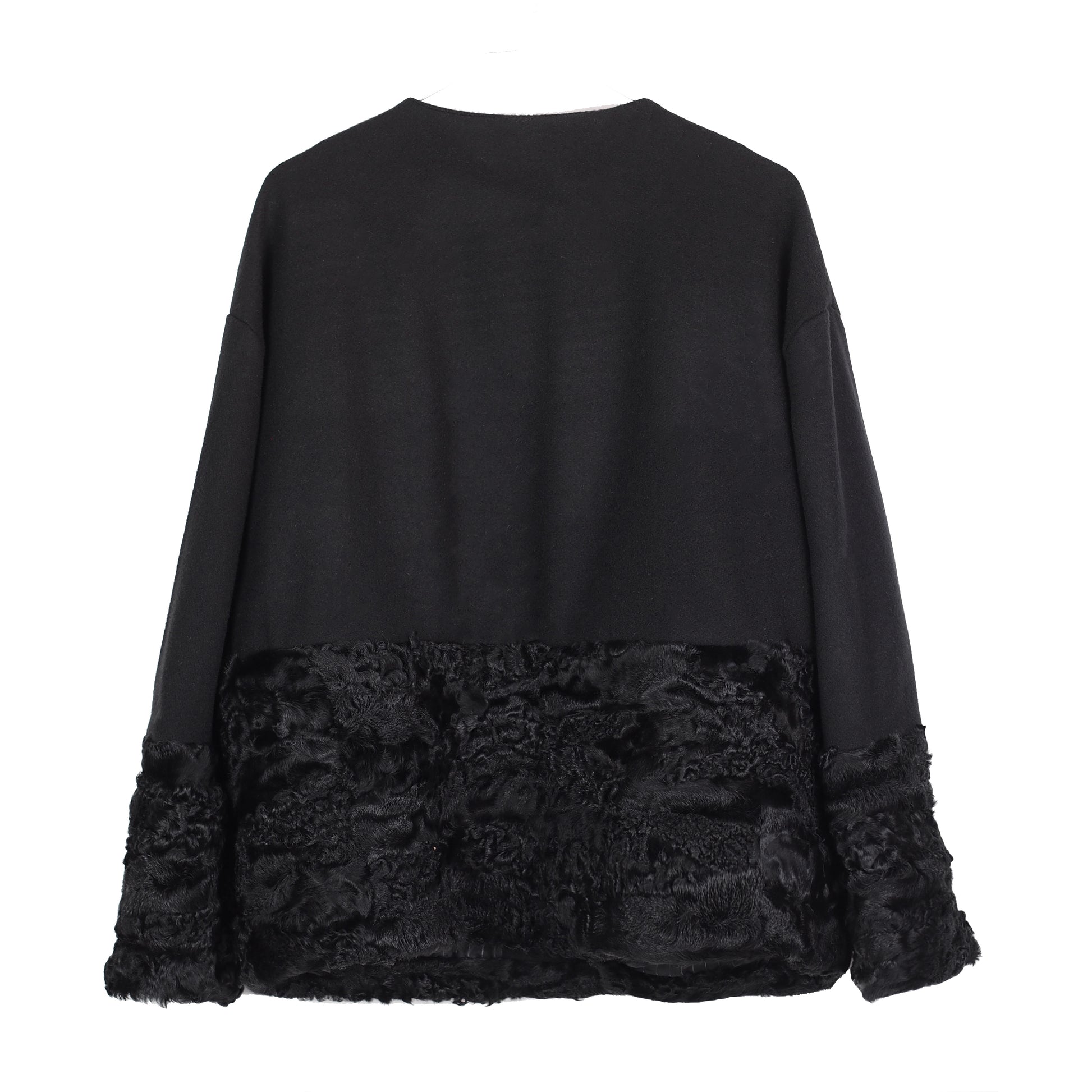ONE OF A KIND BLACK WOOL / FUR JACKET - CHRISTINA FISCHER