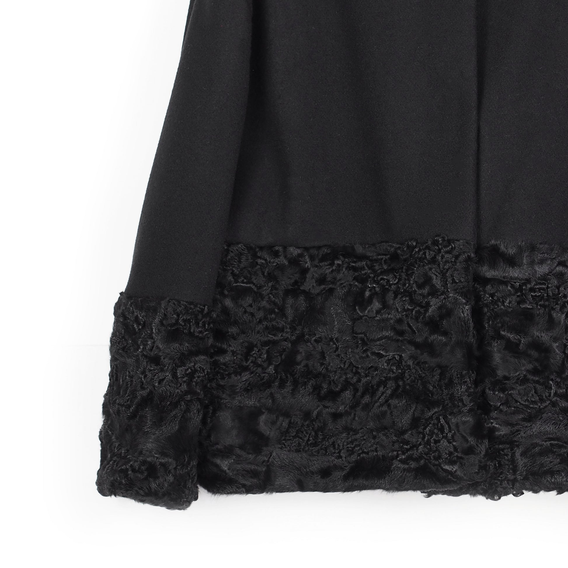 ONE OF A KIND BLACK WOOL / FUR JACKET - CHRISTINA FISCHER