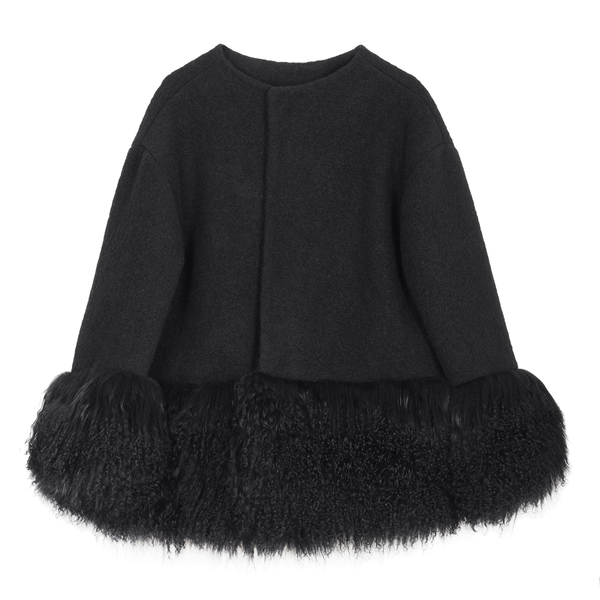 ONE OF A KIND BLACK WOOL / FUR JACKET - CHRISTINA FISCHER