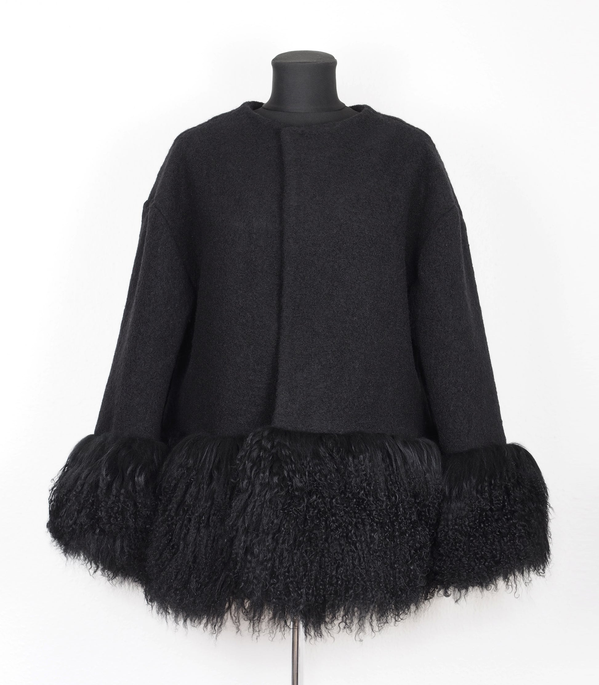 ONE OF A KIND BLACK WOOL / FUR JACKET - CHRISTINA FISCHER