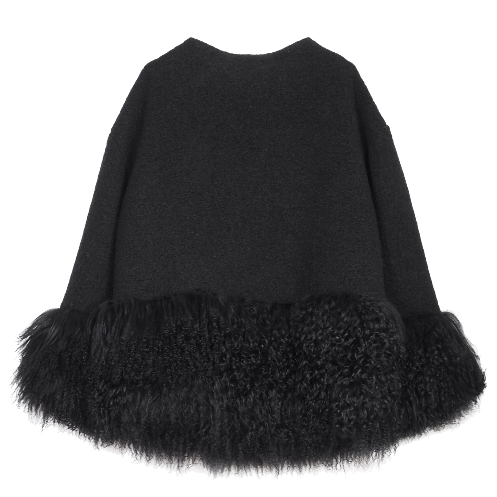 ONE OF A KIND BLACK WOOL / FUR JACKET - CHRISTINA FISCHER