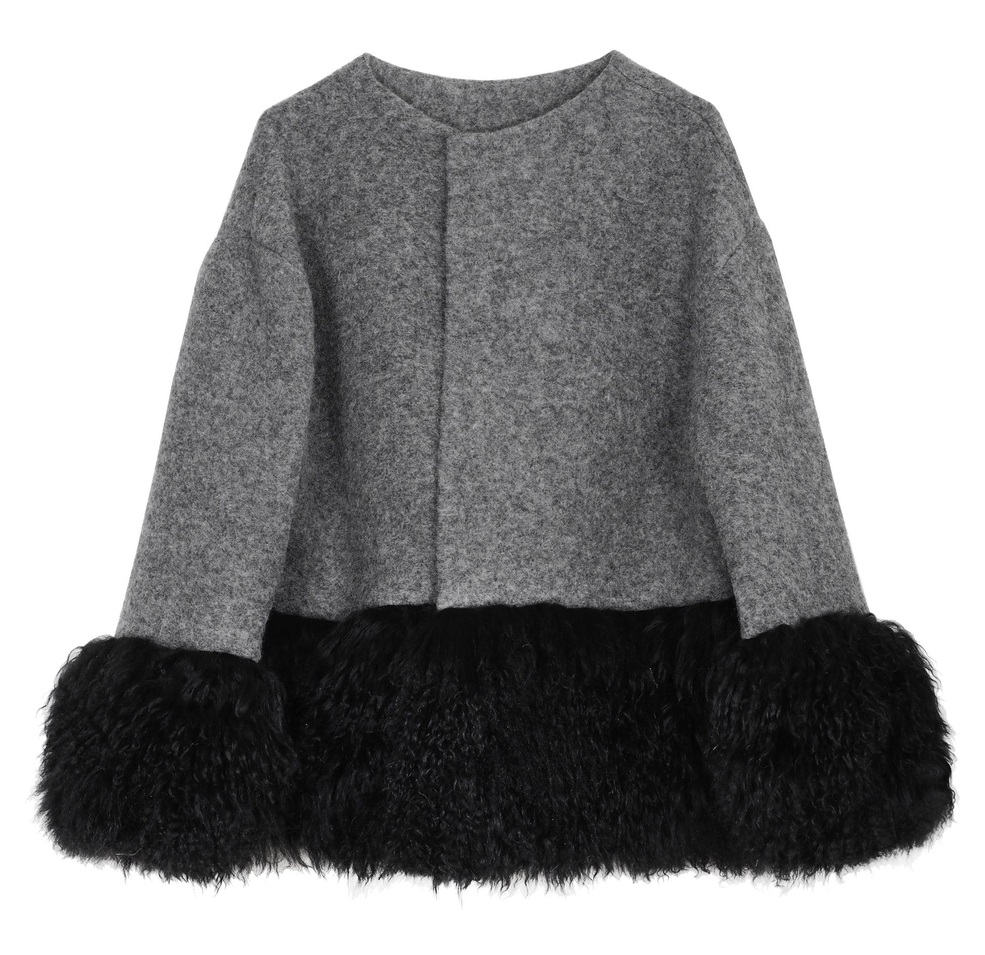 ONE OF A KIND GREY WOOL / FUR JACKET - CHRISTINA FISCHER
