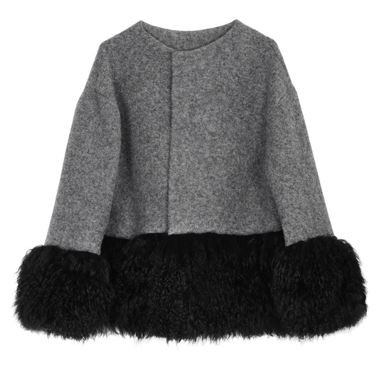 ONE OF A KIND GREY WOOL / FUR JACKET - CHRISTINA FISCHER