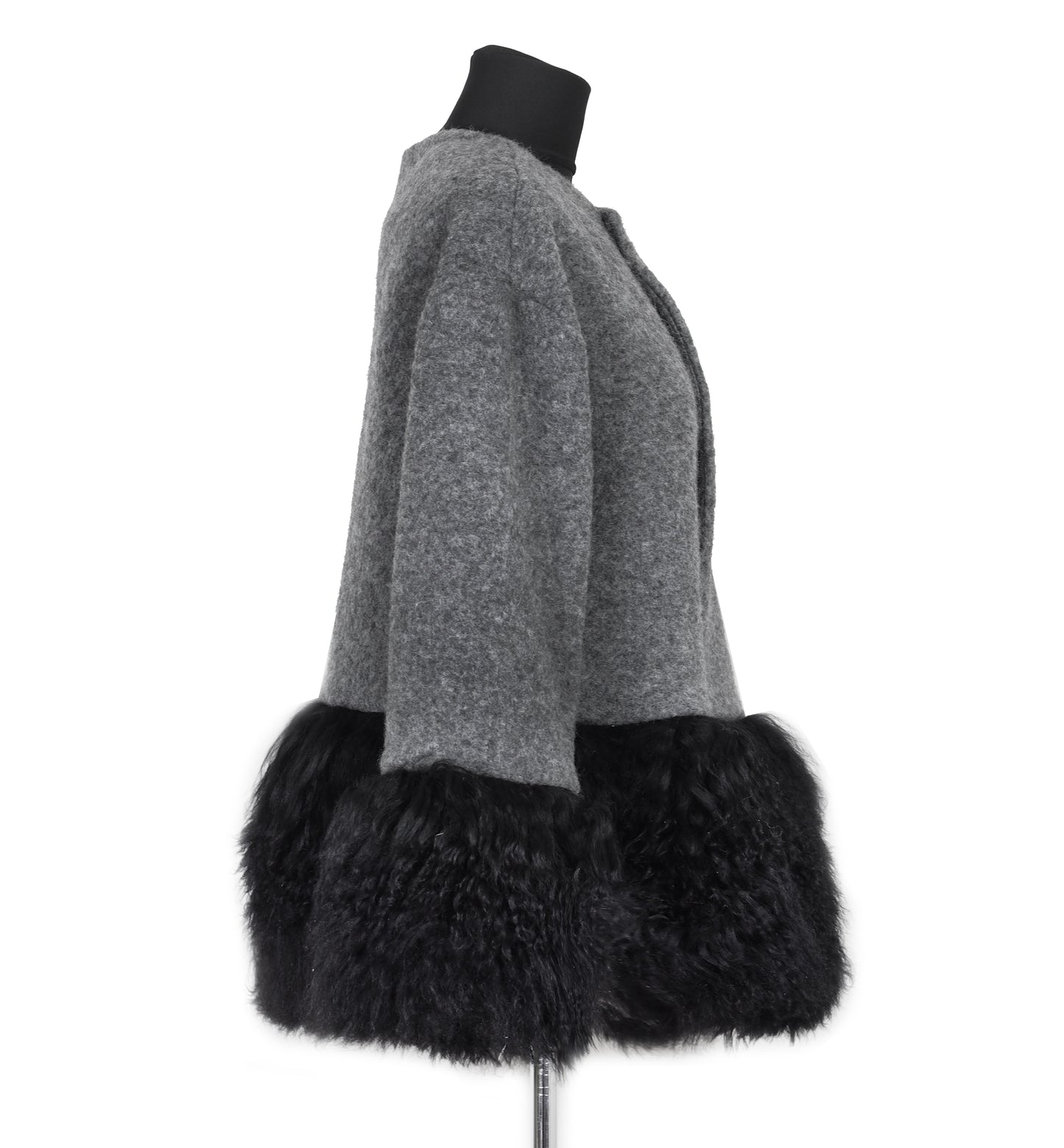 ONE OF A KIND GREY WOOL / FUR JACKET - CHRISTINA FISCHER