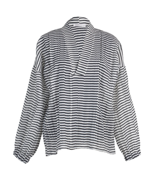 TRANSPARENT STRIPED V-NECK BLOUSE