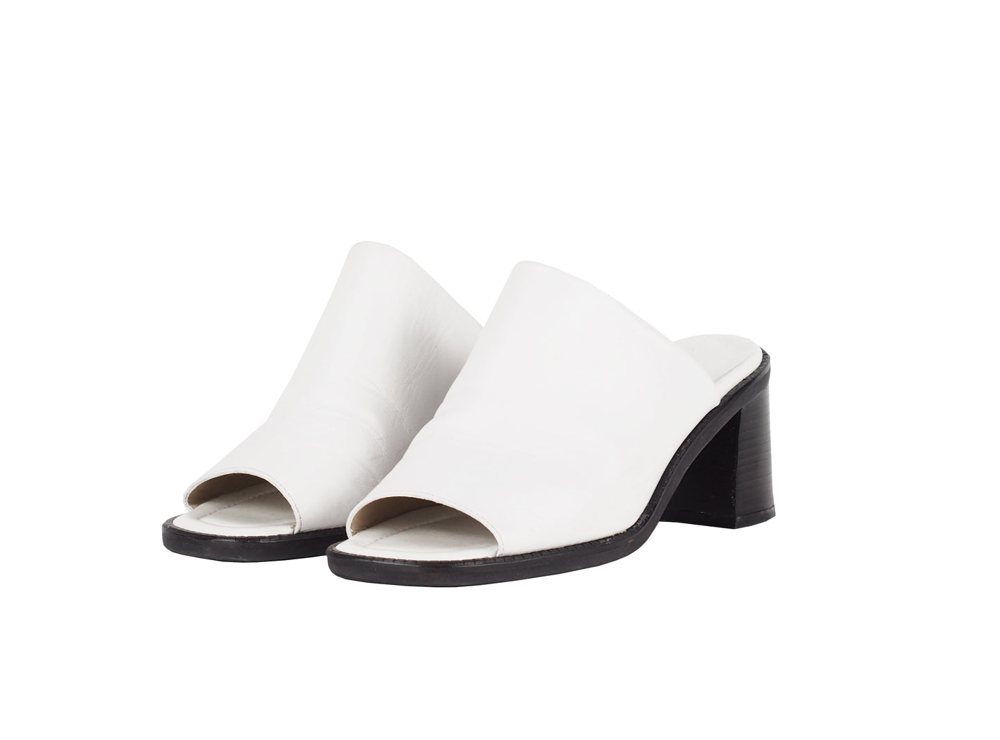 WHITE LEATHER MULES
